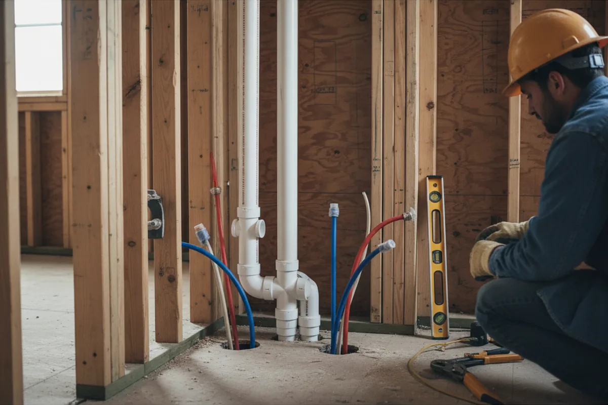 Drain and supply rough-in during Leak Detection in Holtwood