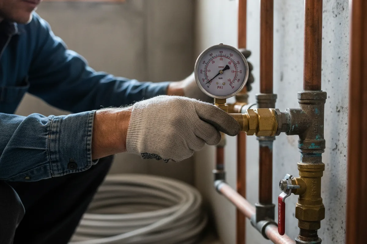Pressure testing a repaired line during Water Line Repair in Holtwood